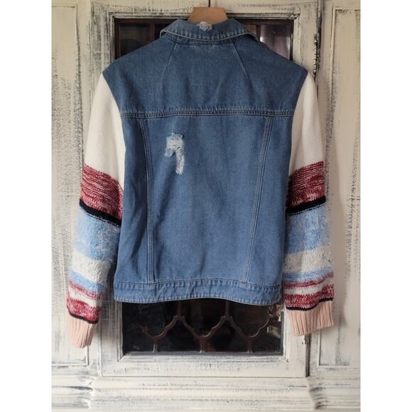 Avec Les Filles Sweater Sleeve Trucker Jacket - Small - NEW - Picture 9 of 9